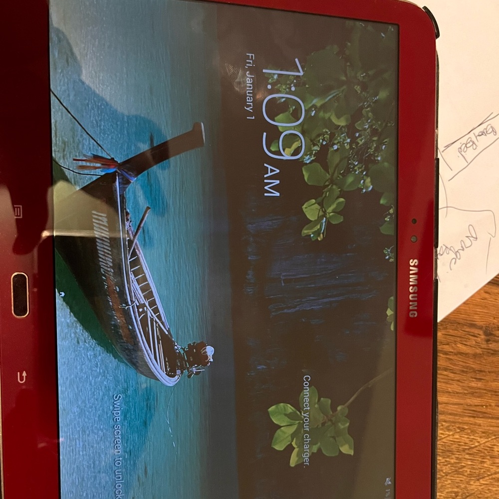 Samsung Galaxy Tab 3 SM-T310 16GB, Wi-Fi, 8in - Red. Serial number RG2DA1T3STT